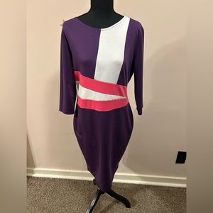 Purple Pink and White Color Block Dress Size XL